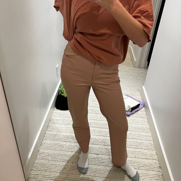 Aritzia Wilfred Pink High Rise Vegan Leather Melina Pant - Picture 2 of 6